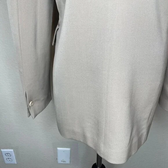 Vintage Kinu by Mitsu 100% Wool Blazer Beige Tan Zipper Detail Size Medium - Picture 5 of 11